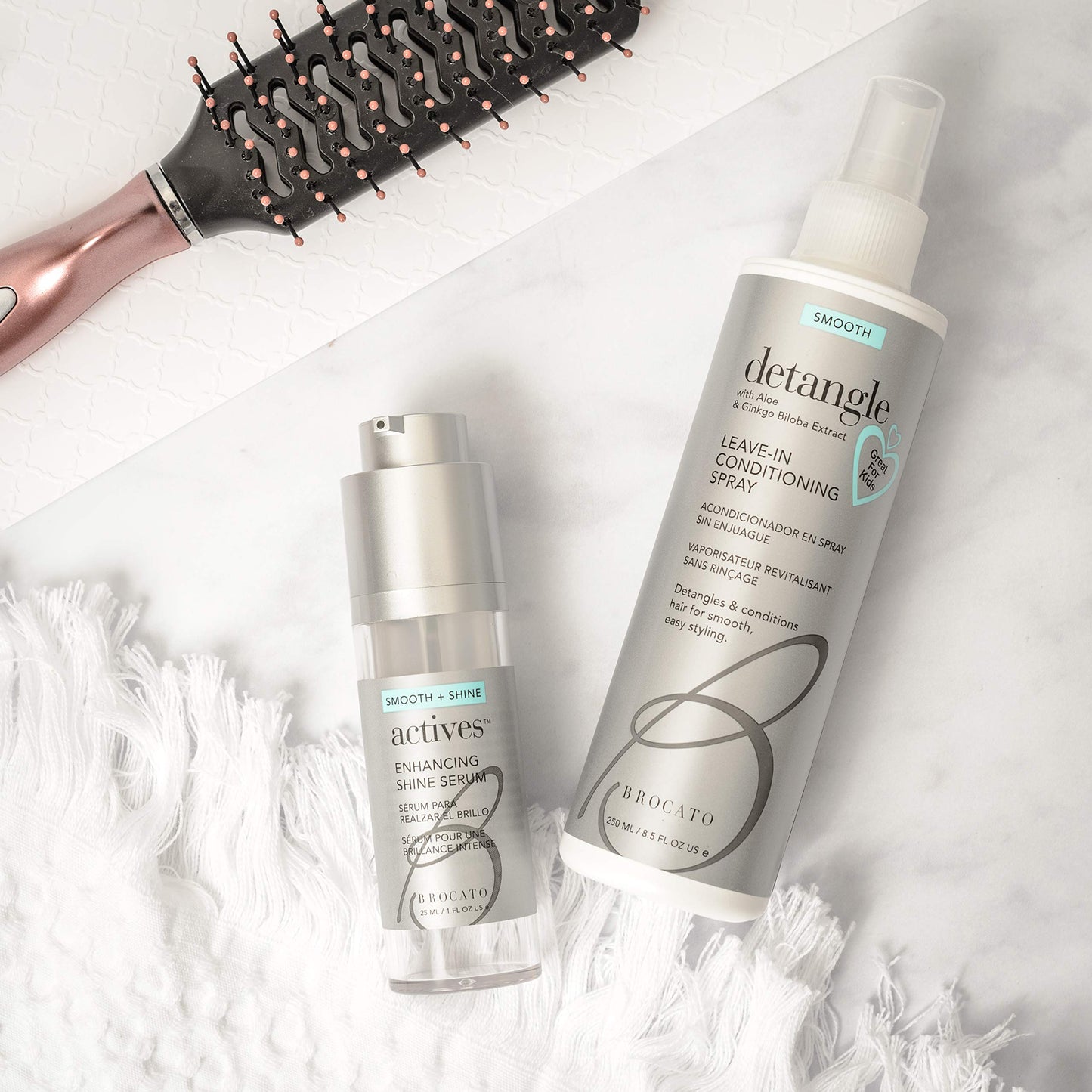 Brocato Actives Enhancing Shine Serum: Anti Frizz Smoothing Treatment for Damaged Hair - Leave In Product with Natural Oil to Repair / Control Dry