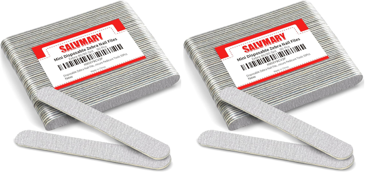 Disposable Zebra Nail Files 80/80 Grit 5 Inch Double Sided Emery Boards for Acrylic Nails Toenails Professional Manicure Pedicure Tools 50Pcs (Pack Beauty and Personal Care SALVMARY Default Title