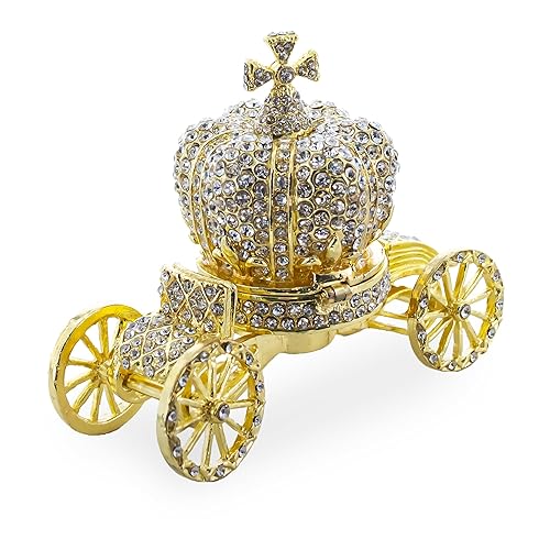 BestPysanky Crystal Coach Crown Jewelry Trinket Box Figurine