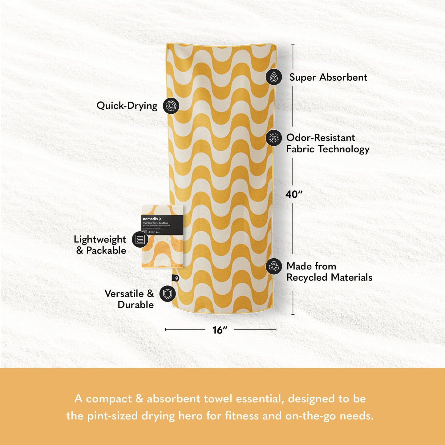 Nomadix Mini Towel - Perfect for Beach, Pool, Travel, Camping, Yoga - Made with Recycled Materials - Super Absorbent - Sand Resistant - Copacabana…