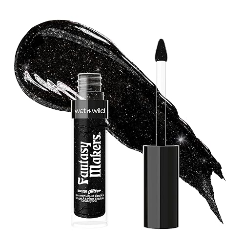 wet n wild Halloween Fantasy Makers Mega Glitter Shimmer Liquid Lipstick,High Pigmented Creamy Texture, Shimmery Blendable Formula, Cruelty-Free - Spell Bound