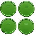 Pyrex 7402-PC 6/7-Cup Green Plastic Food Storage Lids, Made in USA - 4 Pack