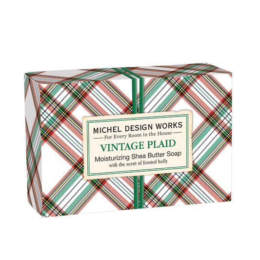Michel Design Works 4.5oz Boxed Single Shea Butter Soap, Vintage Plaid Beauty & Personal Care Michel Design Works