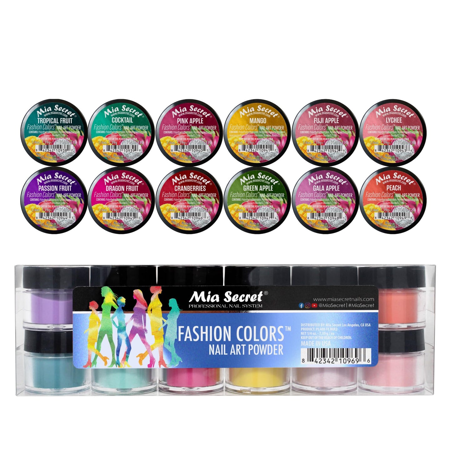 Mia Secret Fashion Color Nail Art Powder 12 Colors Mix Beauty & Personal Care Mia Secret