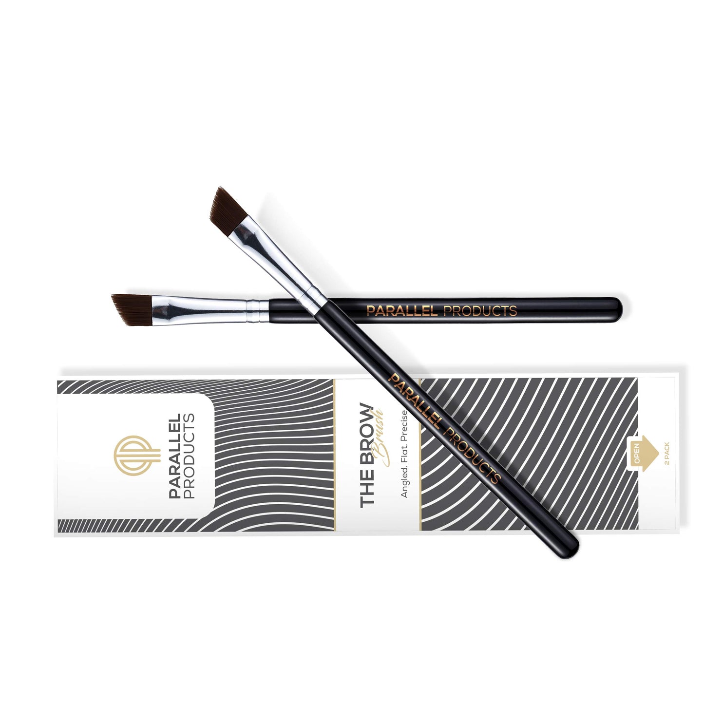 Parallel Products - The BROW Brush - (2 Pack) Premium Angled Eyebrow Brush for Powder, Henna, Cream, Tint, Makeup, Gel, Lamination and Wax