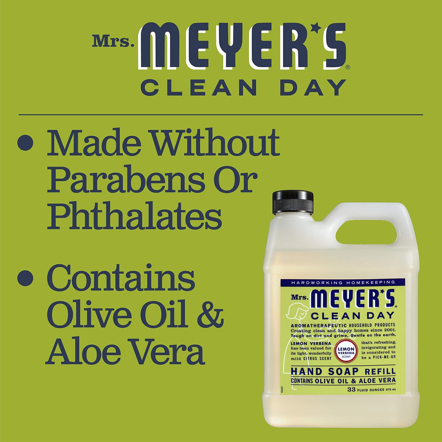 MRS. MEYER'S CLEAN DAY Hand Soap Refill, Made with Essential Oils, Lemon Verbena, 33 Fl. Oz - Pack Of 2 Beauty & Personal Care Mrs. MEYER'S