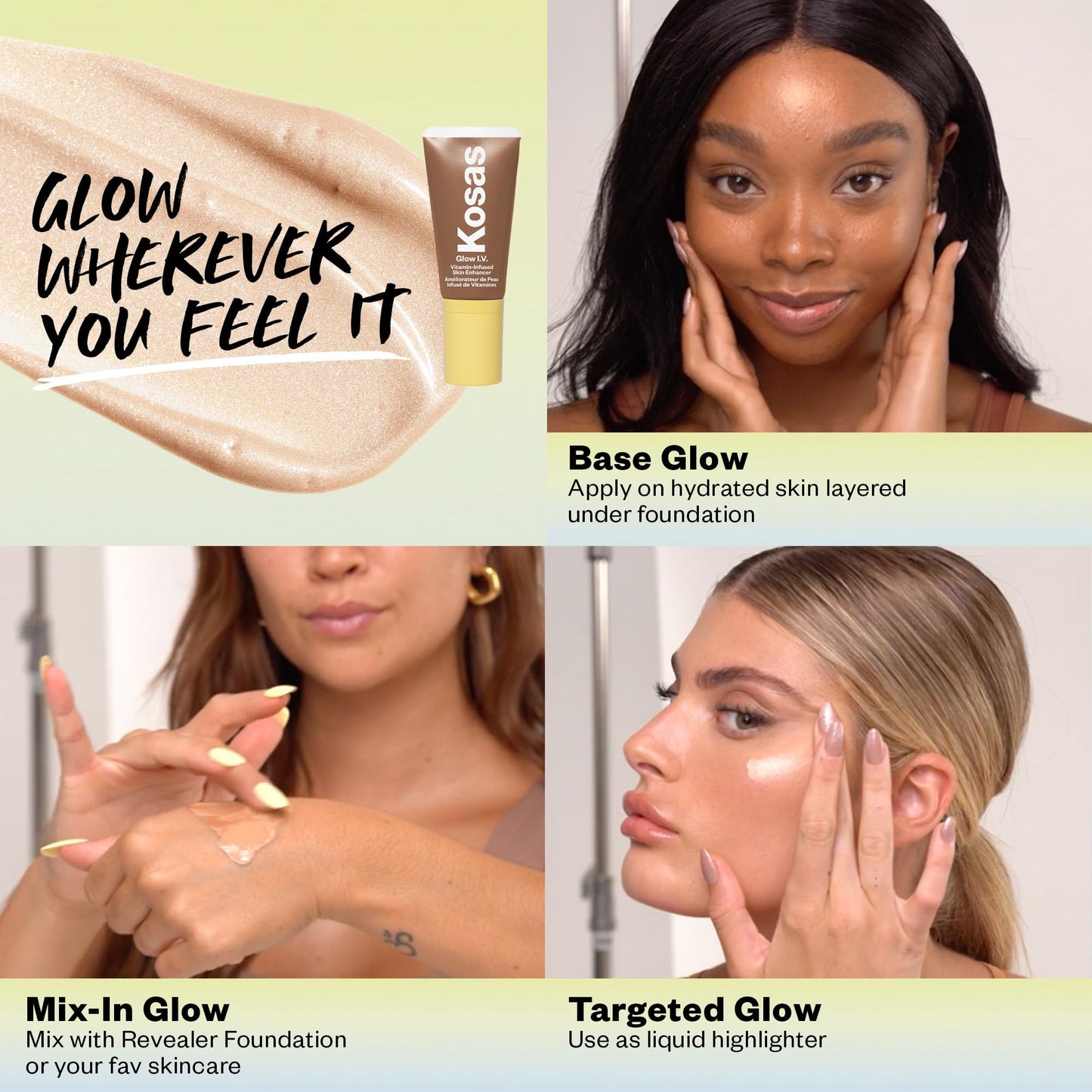 Kosas Glow I.V. Vitamin-Infused Skin Enhancer Face Makeup - Tinted Beauty Highlighter for a Healthy Glow - Radiate