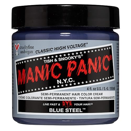 MANIC PANIC Classic Blue Steel Semi Permanent Hair Color - Cool Silver Hair Dye for Women & Men That Lasts 4-6 Weeks - Vegan, Ammonia & Cruelty-Free