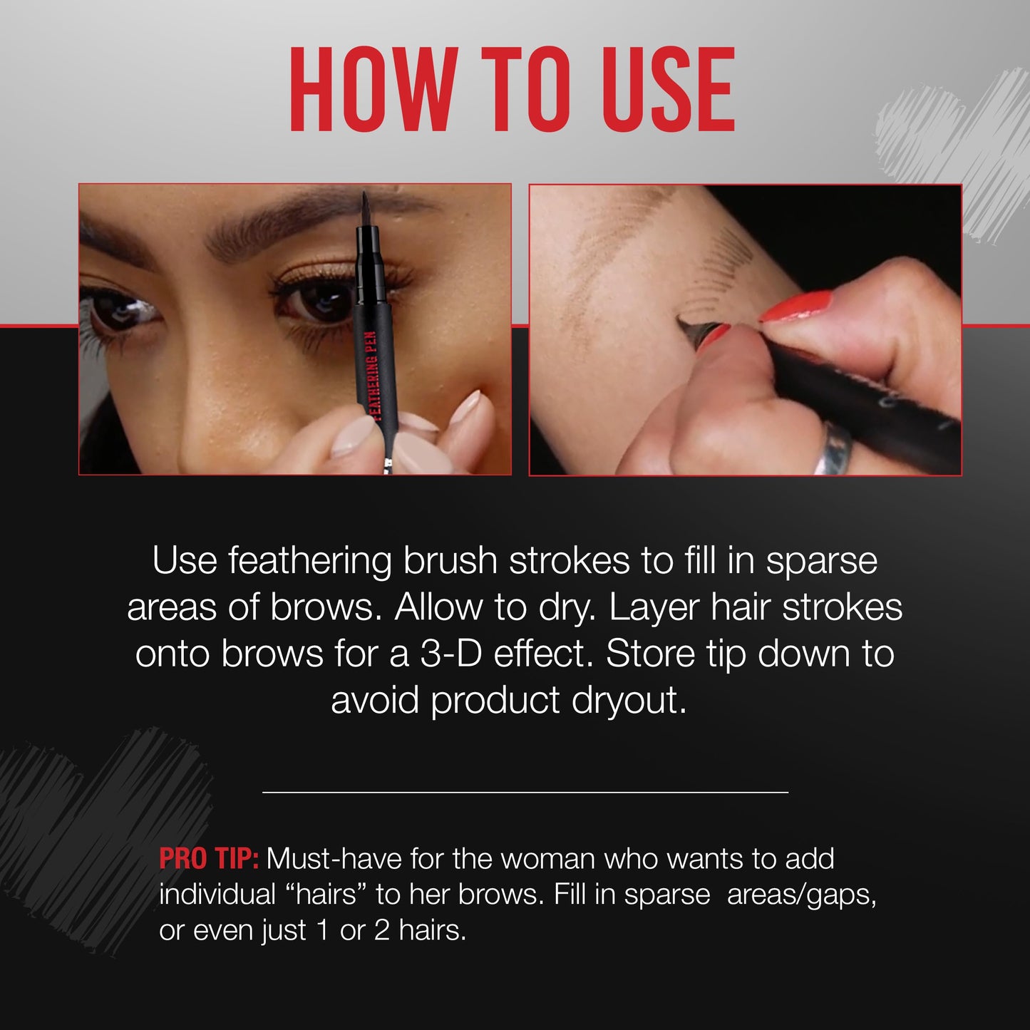 Ardell Stroke a Brow Pencil Feathering Eyebrow Pen - Precise Micro-Tip, Long-Lasting Waterproof Eyebrow Pencil, Precision Tip, Dark Brown, 1 Pack