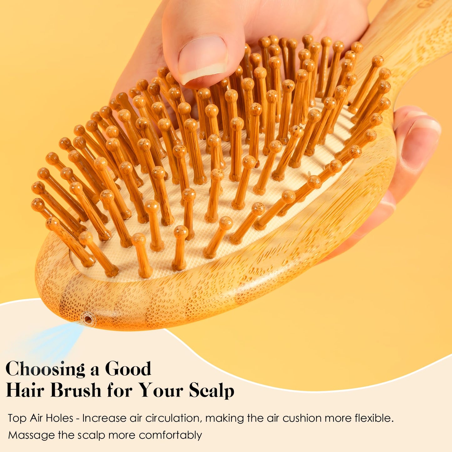 GAINWELL Bamboo Hair Brush for Hair Growth, Natural Bamboo Bristles Detangling Wooden Paddle Hairbrush for Massaging Scalp, for Women Men and Kids Beauty and Personal Care GAINWELL