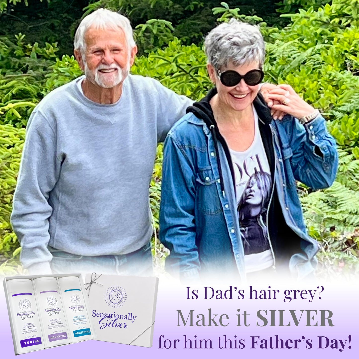 Father's Day | Sensationally Silver 3-Piece Gift Set - Premium Hair Care Trio for Gray, Silver & White Hair | Includes Toning Shampoo, Balancing