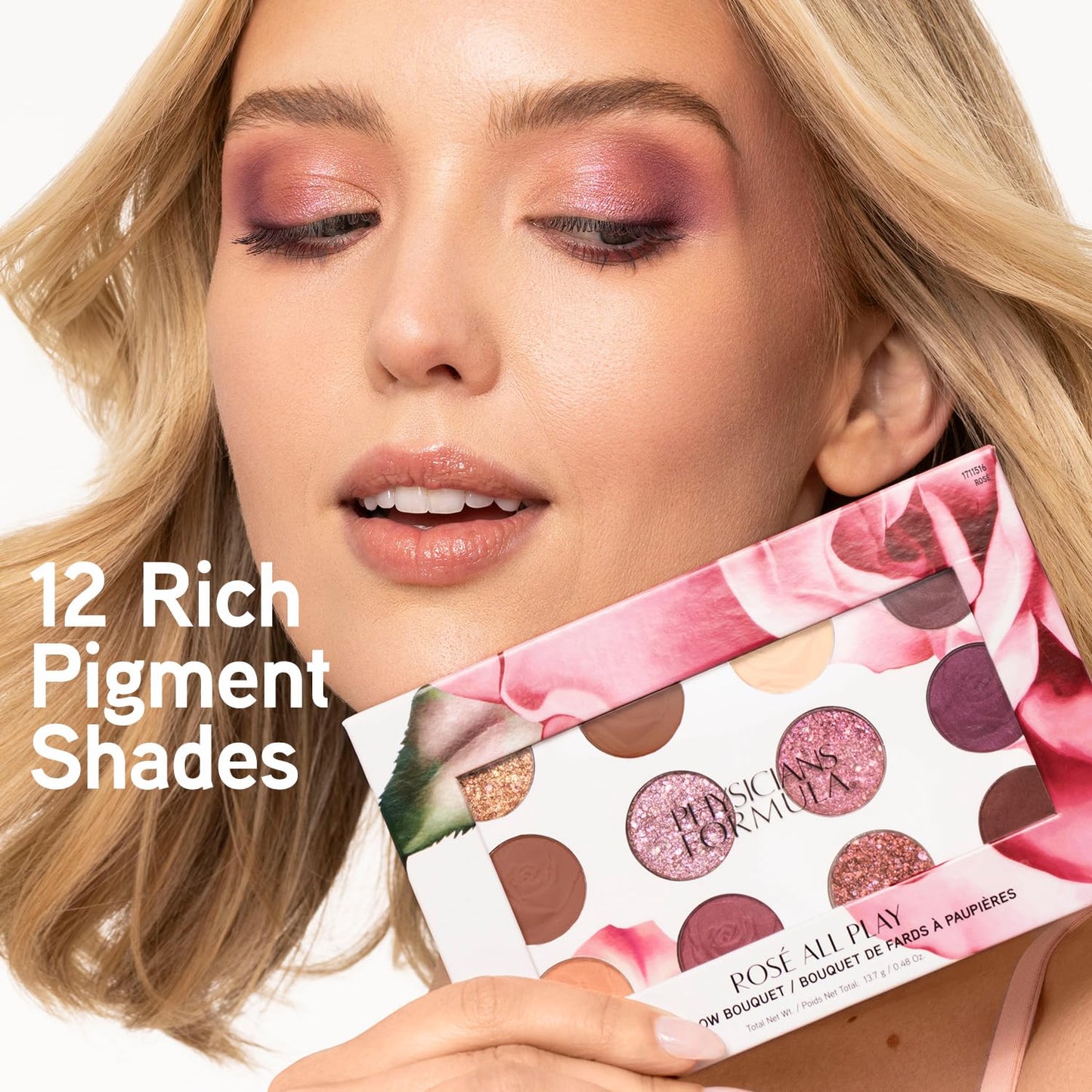 Physicians Formula Eyeshadow Bouquet, 12-Shade Palette with Shimmer, Matte & Satin Finishes, Enriched with Rose Extract - Rose All Play