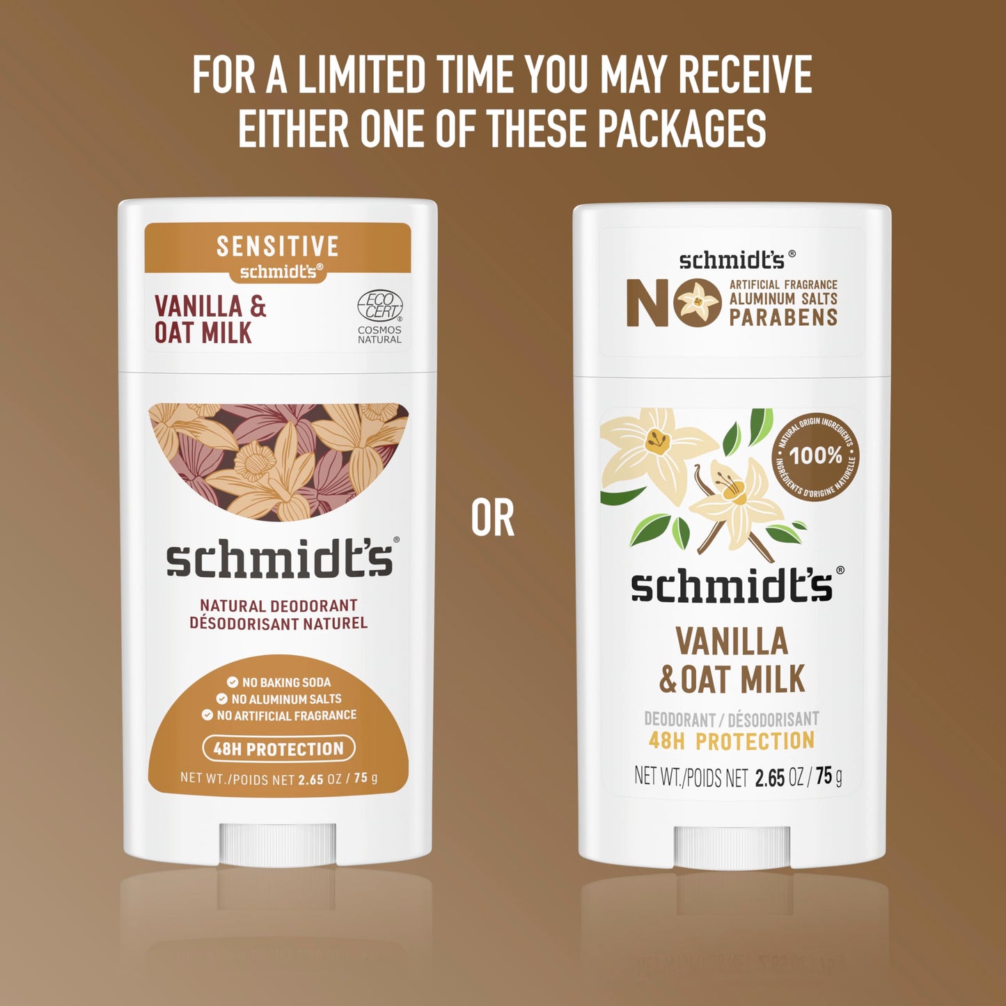 Schmidt's Aluminum-Free Vegan Deodorant Vanilla & Oat Milk with 24 Hour Odor Protection, for Women and Men, Natural Ingredients, Cruelty-Free, 2.65 oz Beauty and Personal Care Schmidt's