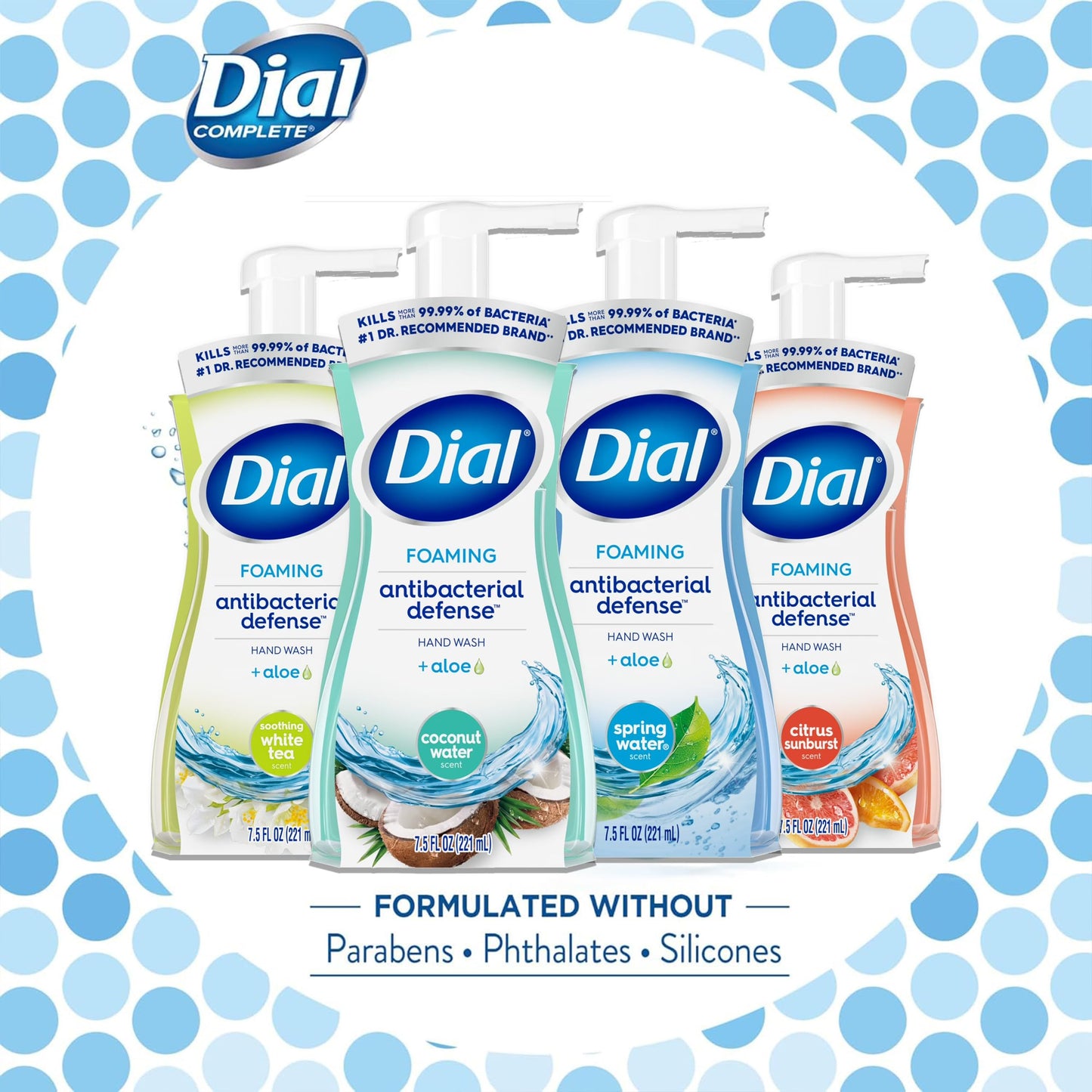 Dial Complete Foaming Anti-Bacterial Hand Wash Variety 4-Pack - Assorted Scents. 7.5 Oz Each