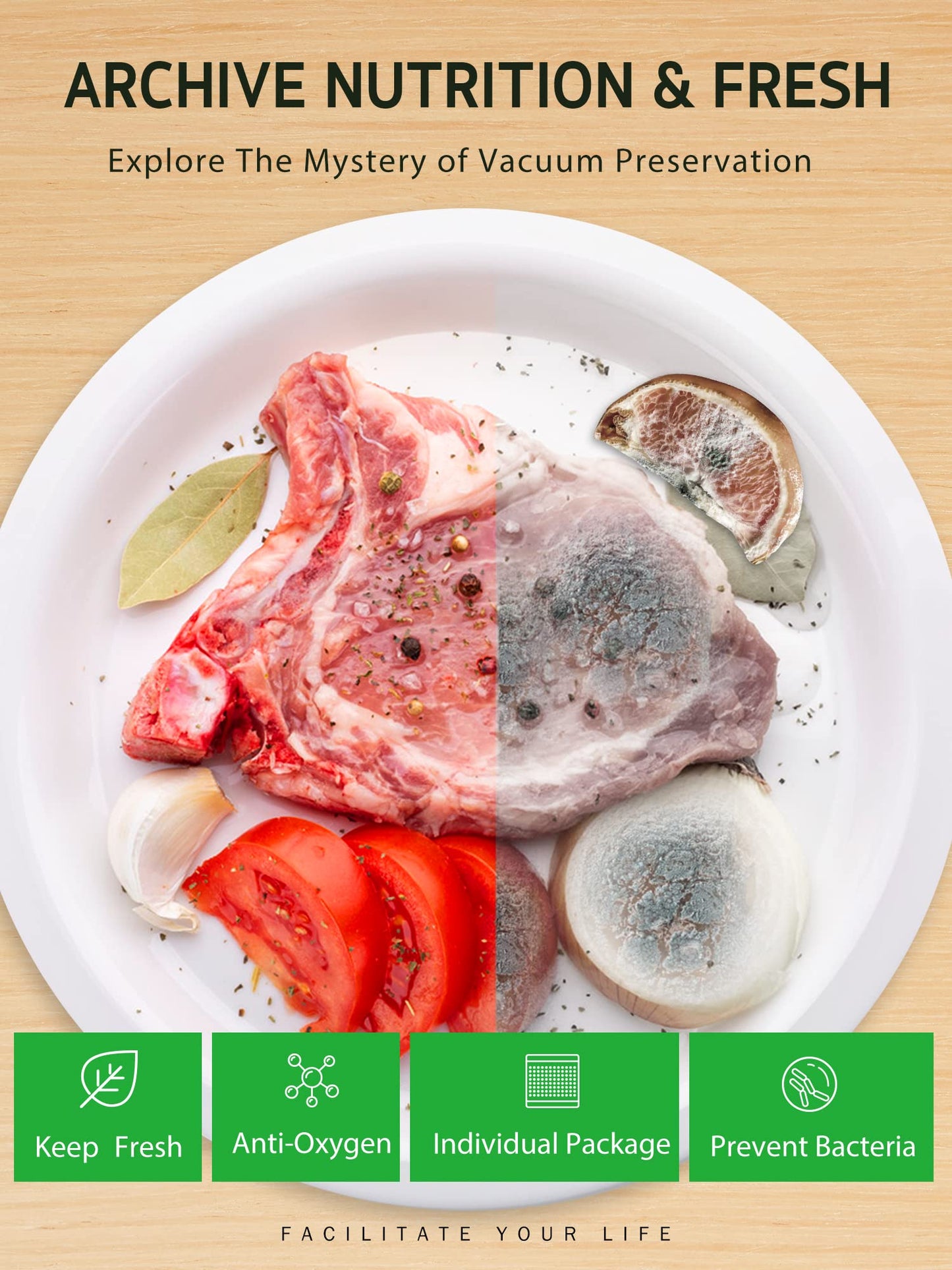 Syntus 100 Count Vacuum Sealer Bags Gallon 11 x 16 inch for Seal a Meal, Commercial Grade BPA Free Heavy Duty Precut Seal Bags, Food Vac Bags…