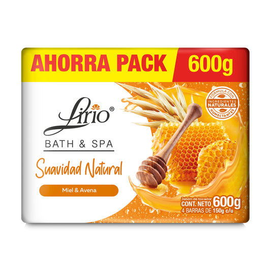 Lirio Bath and Spa Avena y Miel (4 Pack) 150 g / 5.29 oz Honey and Oats Soap Bars Classic Bathing Natural Original Mexican Smooth Soothing Gentle Beauty & Personal Care Lirio