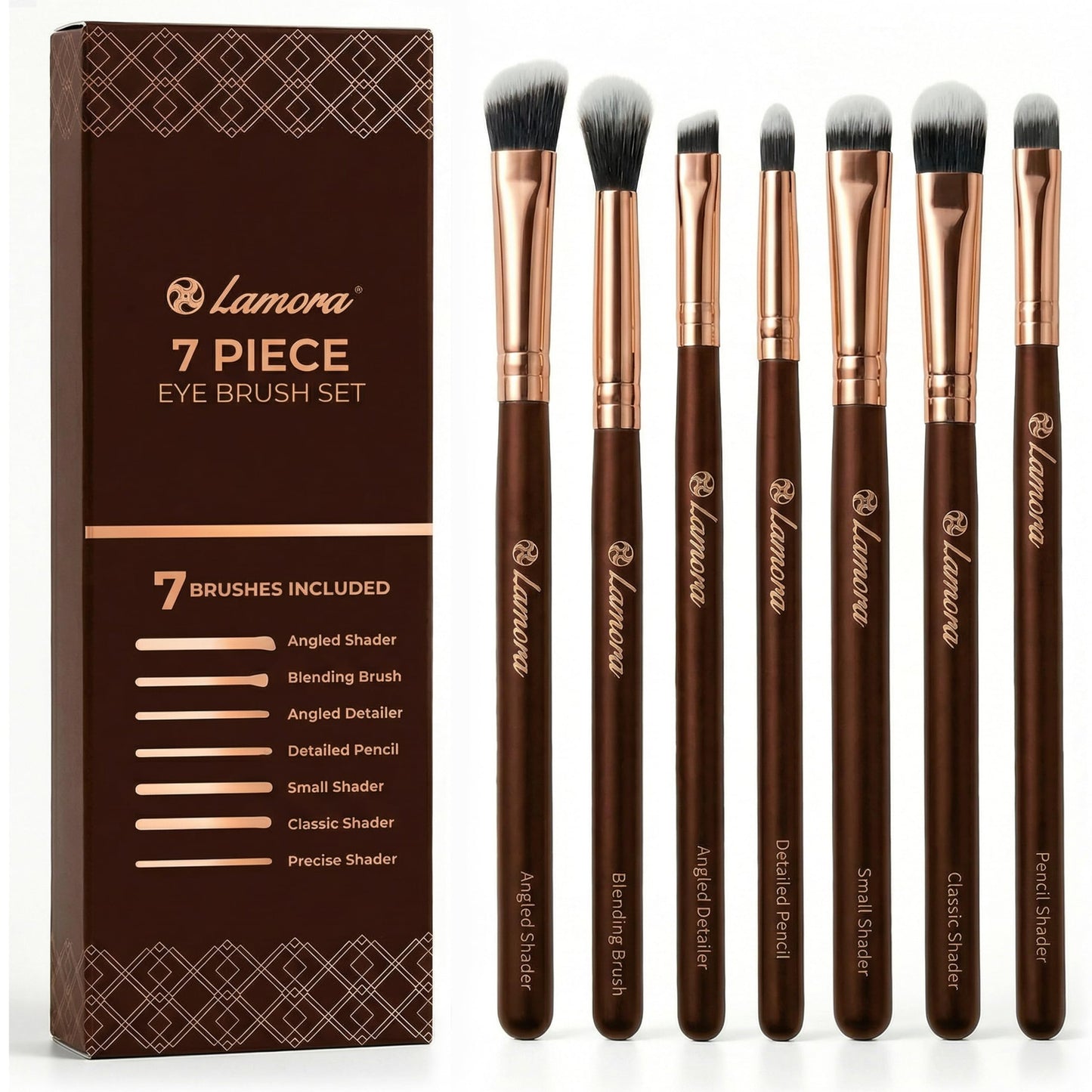 Eye Makeup Brushes Eyeshadow Brush Set - 7pcs Soft Synthetic Eyeshadow Blending Brush Kit - For Blending Eyeshadow, Eyeliner, Crease, Eyebrow - Long