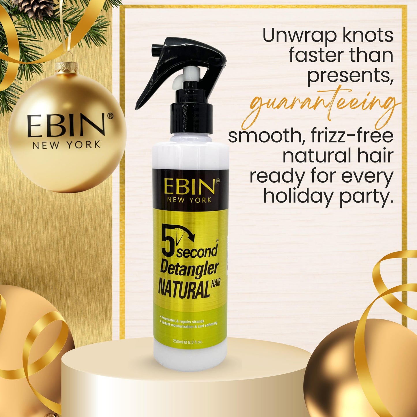 EBIN NEW YORK Detangling Hair Mist infused with Moroccan Argan Oil 8.5 oz / 250ml Bundle Adds Shine for Manageable Hair