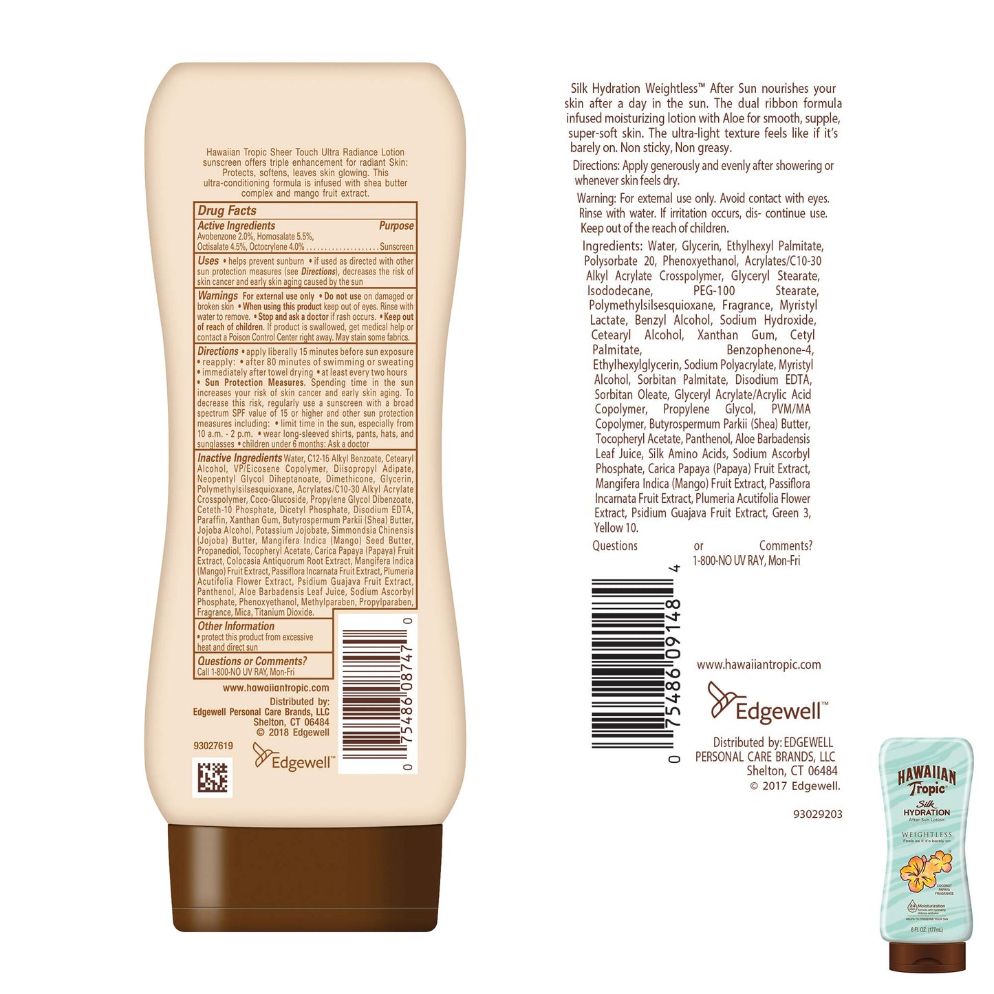 Hawaiian Tropic SPF 30 Broad Spectrum Sunscreen and After Sun Pack with 8oz Sheer Touch Moisturizing Sunscreen Lotion and 6oz Silk Hydration