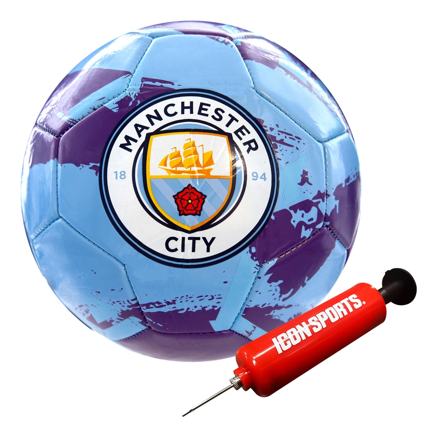 Icon Sports Official Manchester City FC Soccer Ball - MC93BL Light Blue Size 5