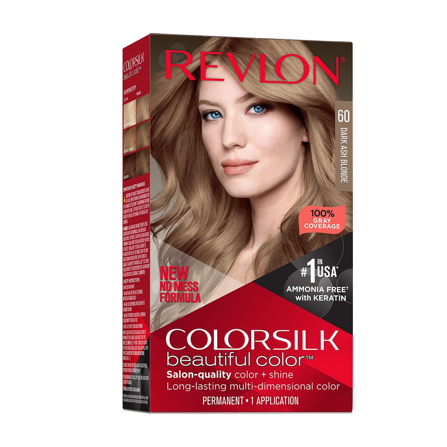 Revlon Colorsilk Beautiful Color Permanent Hair Color, Long-Lasting High-Definition Color, Shine & Silky Softness with 100% Gray Coverage, Ammonia