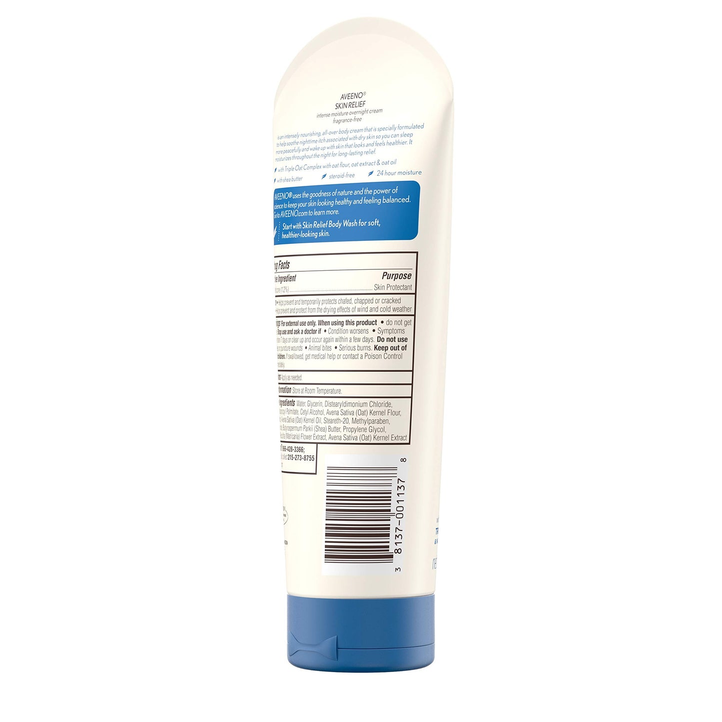 Aveeno Skin Relief Overnight Intense Moisture Cream with Triple Oat Complex & Natural Shea Butter, Therapeutic Dimethicone Skin Protectant for Dry