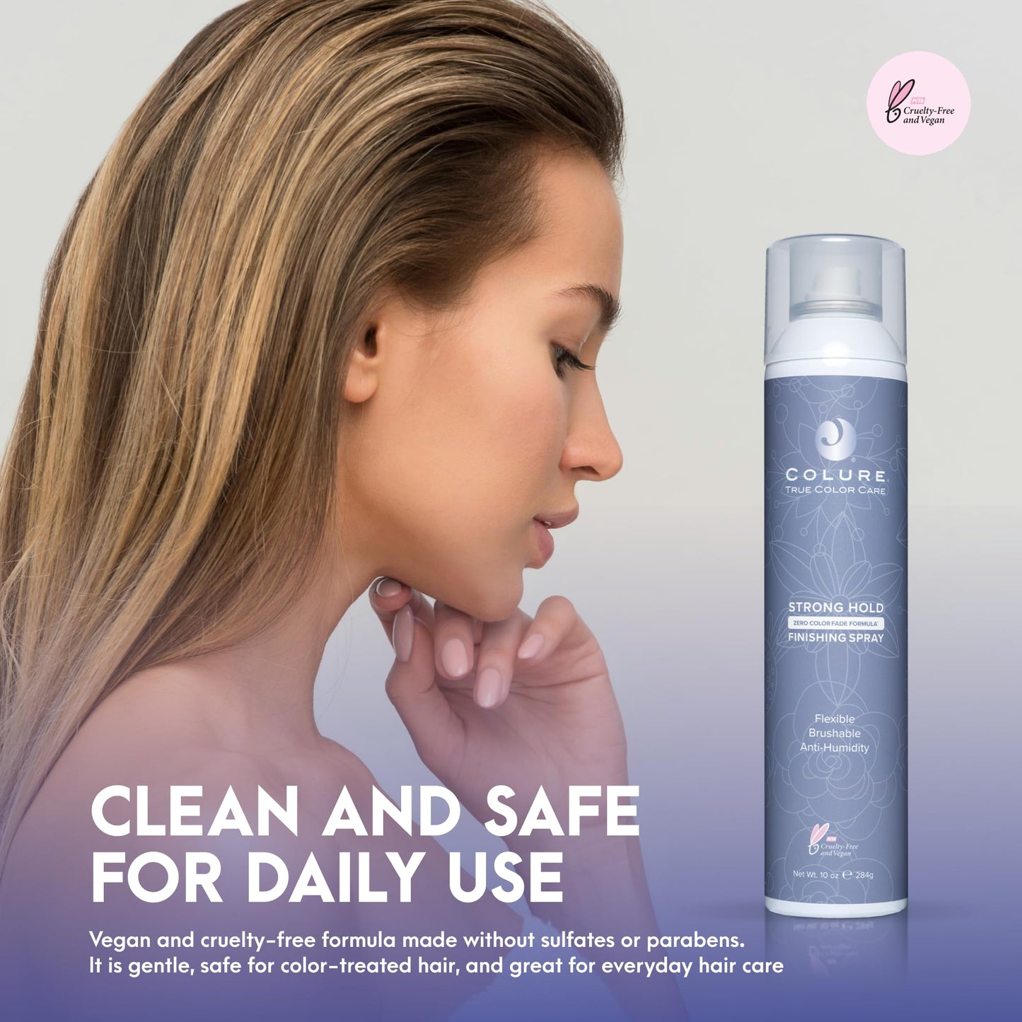 COLURE Strong Hold Finishing Spray 10 oz - Firm Flexible Professional Hairbrushable Hairspray with Humidity Resistance