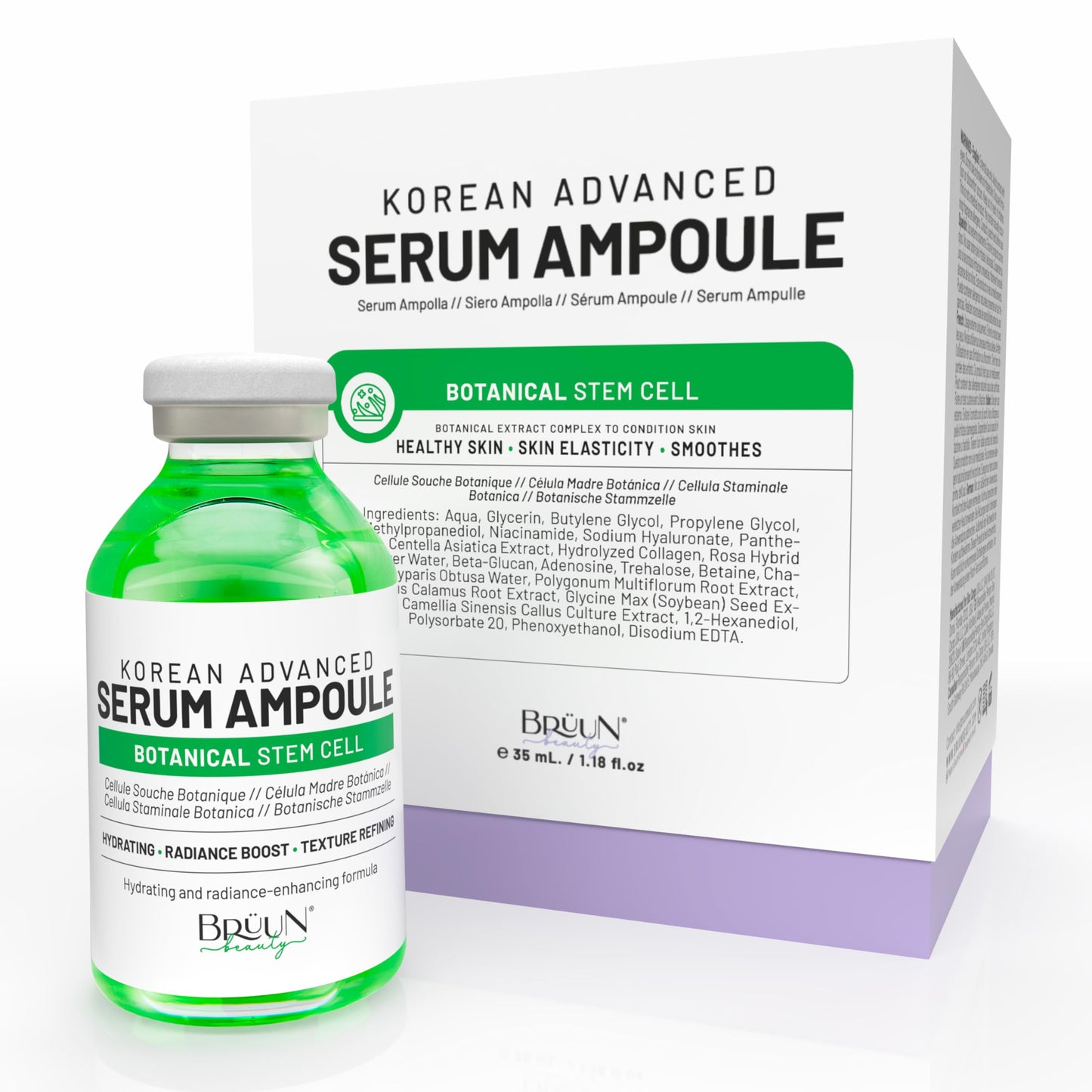 BRÜUN SC - Control Botanical Stem Cell Ampoule - Korean Serum Booster for Face and Body Skin Care Serum 1.18 fl.oz