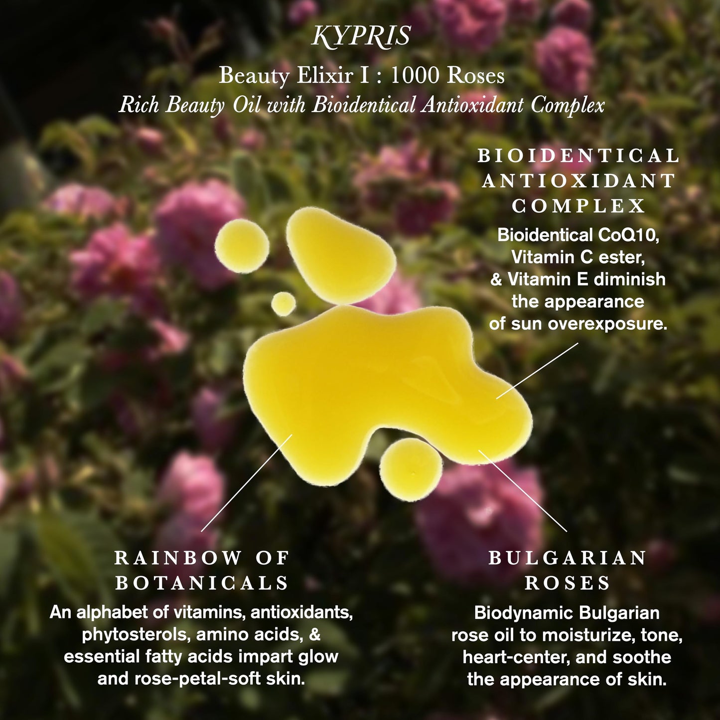KYPRIS, Beauty Elixir I: 1,000 Roses Rich Moisturizing Face Oil, Bioidentical Antioxidant Complex w/ CoQ10 & Vitamin C Ester THD Rose (0.47 fl oz…