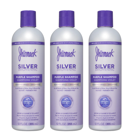 Jhirmack Silver Brightening Purple Shampoo Set of 3 for all types of silver, grey, and blonde hair