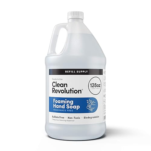 Clean Revolution Foaming Hand Soap Refill Supply, Gentle, Moisturizing & Eco-Friendly, Ready to Use Formula, Gluten Free, Unscented, Fragrance Free