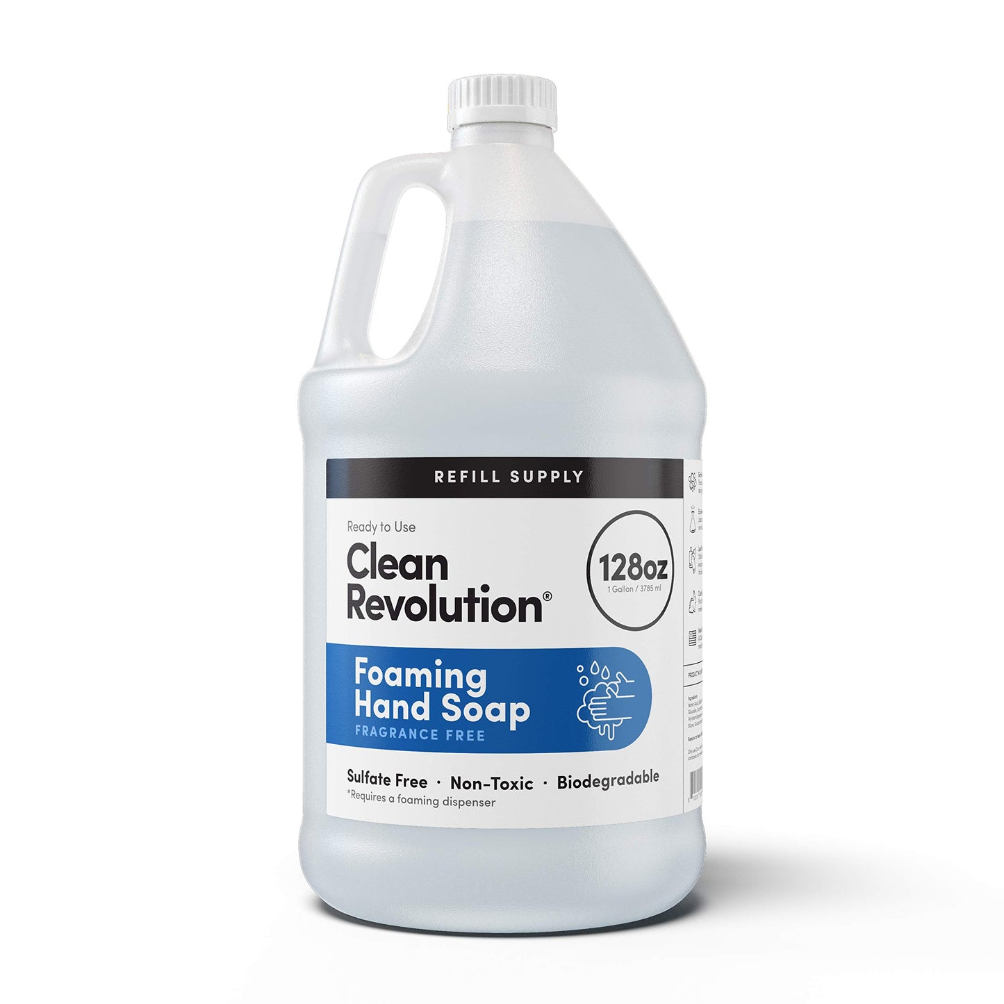 Clean Revolution Foaming Hand Soap Refill Supply, Gentle, Moisturizing & Eco-Friendly, Ready to Use Formula, Gluten Free, Unscented, Fragrance Free