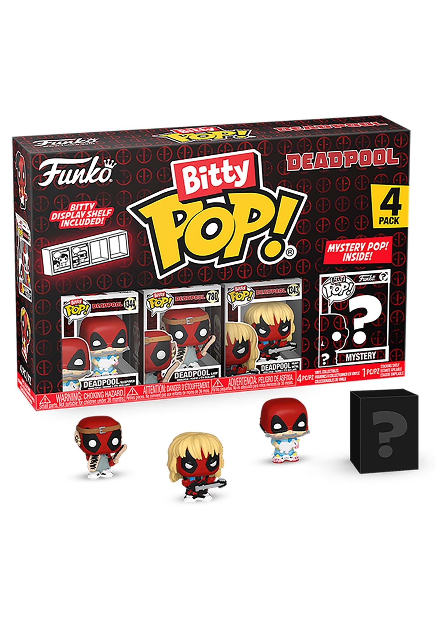 Funko Bitty POP! Deadpool - Sleepover, 4-Pack and A Surprise Mystery Mini Figure - 0.9 Inch (2.2 Cm) Collectable - Stackable Display Shelf Included…