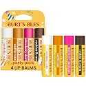 Burt's Bees Lip Balm Party Pack - Birthday Cake, Waffle Cone, Strawberry Shortcake, and Cookies & Cream, All Day Moisturizer, Tint-Free, Natural