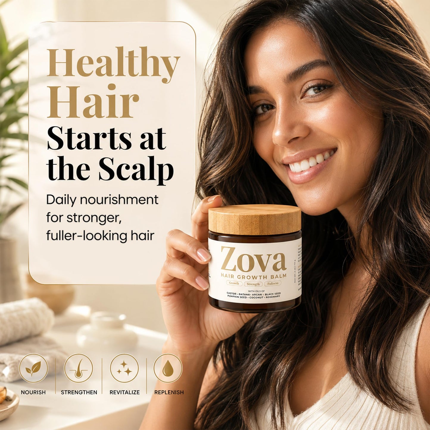 Zova Hair Growth Balm - Batana, Castor, Argan & Rosemary Oil Blend for Thicker, Stronger Hair - Deep Scalp Nourishing Hair Treatment for Men & Women Beauty and Personal Care Zova Growth