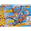 Hot Wheels Sky Crash Tower Track Set, 2.5+ ft / 83 cm High with Motorized Booster, Orange Track & 1 Hot Wheels Vehicle, Race Multiple Cars, Gift for…