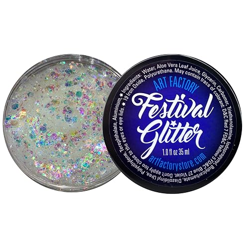 Art Factory Snowflake Iridescent Clear Body Glitter Gel - Chunky Cosmetic Glitter for Face, Hair & Body - Festival Rave Makeup, Long Wear Hair Glitter