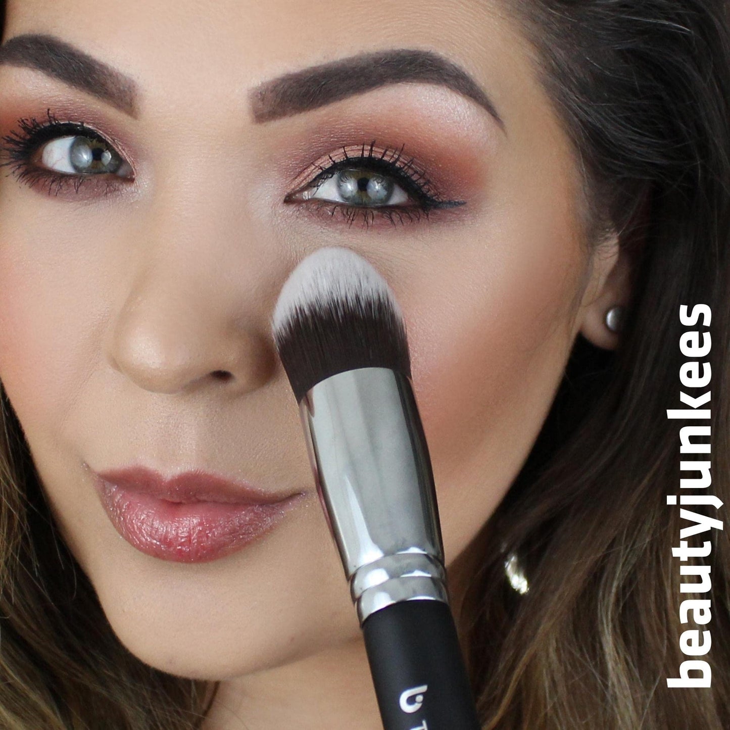 Under Eye Concealer Brush - Beauty Junkees Tapered Kabuki Brush with Soft Synthetic Bristles for Concealing, Blending, Setting, Buffing with Powder