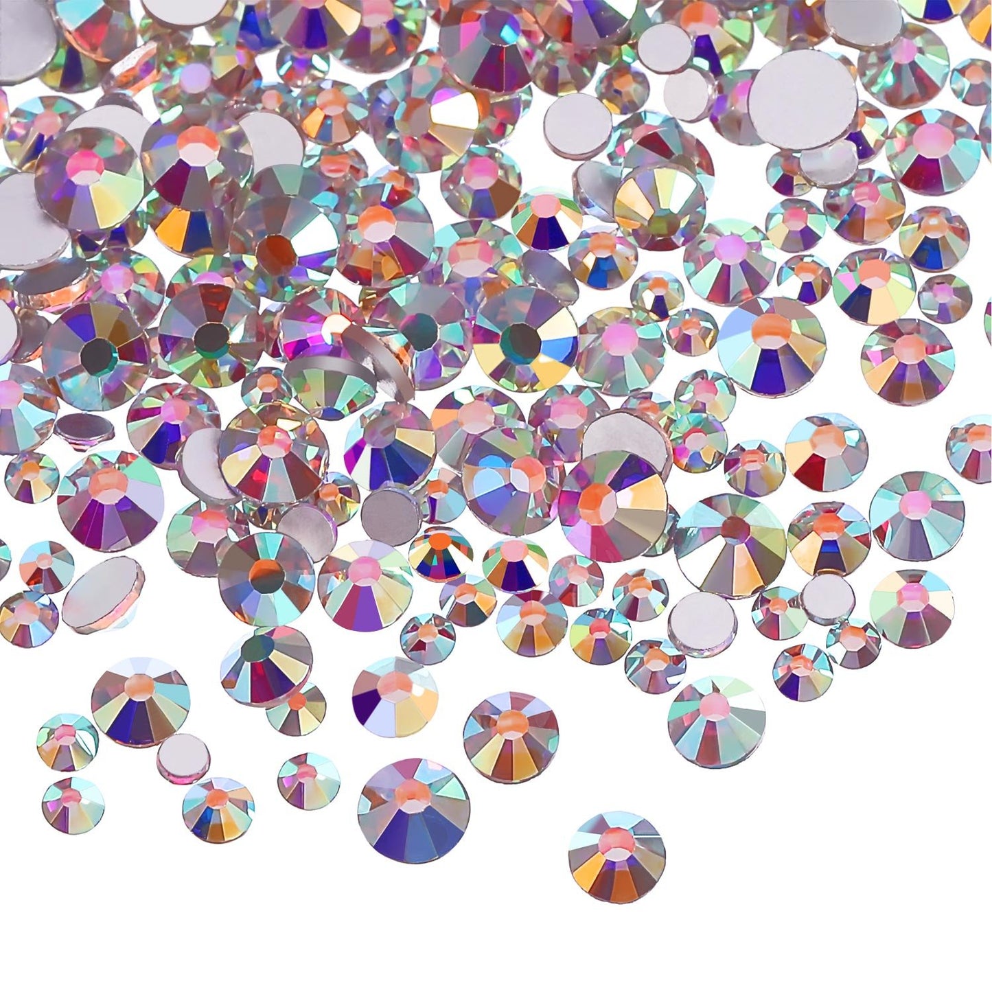 Bememo 3456 Pcs Crystals Diamond Rhinestones AB Clear Flat Back Round Gems Flatback Glass Mixed Size Crystals Gems for Crafts Clothes Shoes Makeup