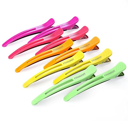 Framar Neon Creaseless Hair Clips 10 pack - Professional Salon Hair Clips for Styling Sectioning, Hair Styling Clips, Hair Clip For Sectioning, Hair