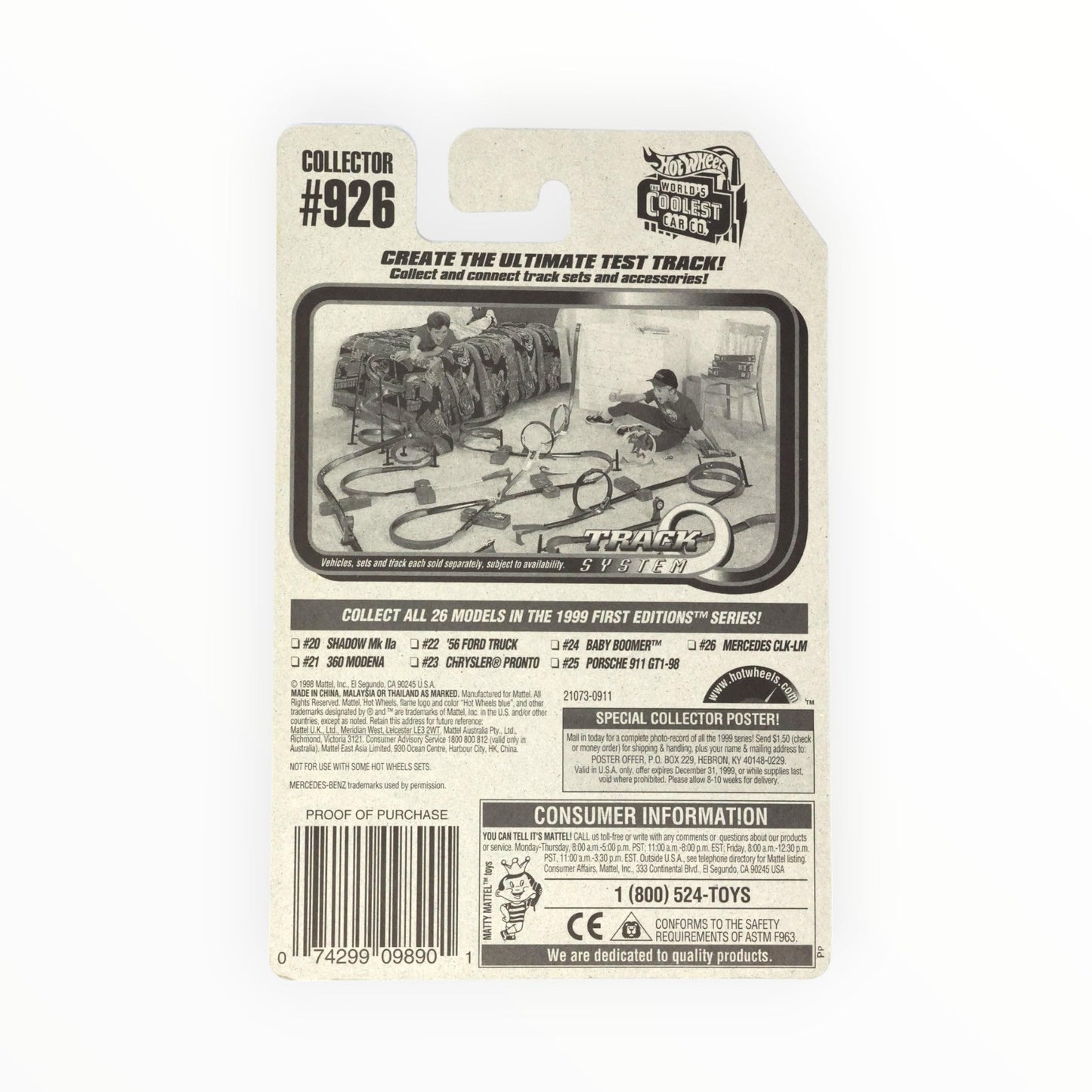 Hot Wheels 1999-926 SILVER Mercedes CLK-LM 1:64 Scale