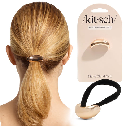 Kitsch Gold Hair Cuff - Metal Ponytail Cuff for Braids, Updos & Everyday Hairstyle | Durable & Elegant Hair Ties | Girl Fashion Accessories - Large Beauty and Personal Care Kitsch Default Title