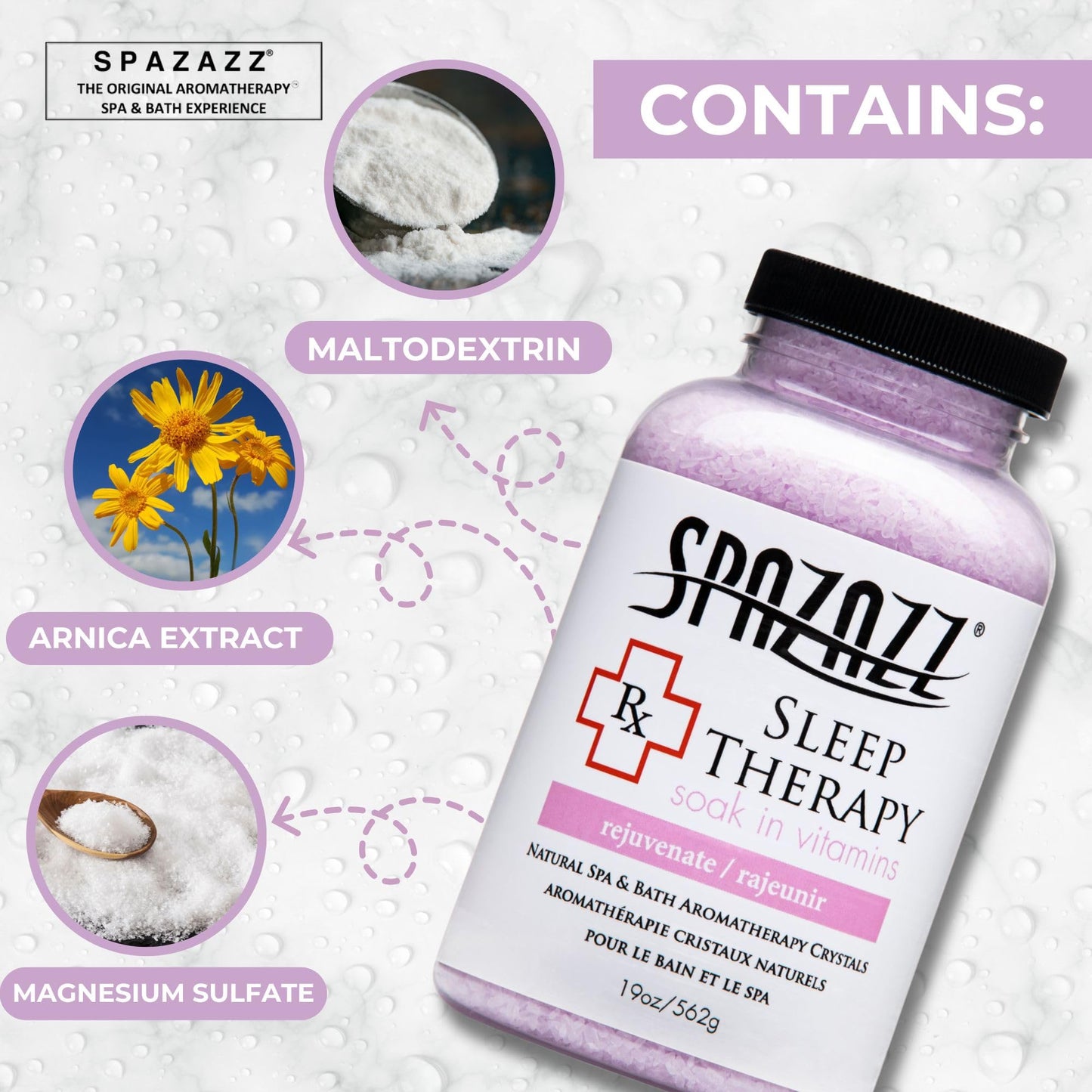 Spazazz RX Sleep Therapy Aromatherapy Bath Salt Crystals 2-Pack (19 Oz Each) - Spazazz Aromatherapy Bath Salts for Hot Tubs & Baths, Safe for All Spas Beauty and Personal Care Spazazz