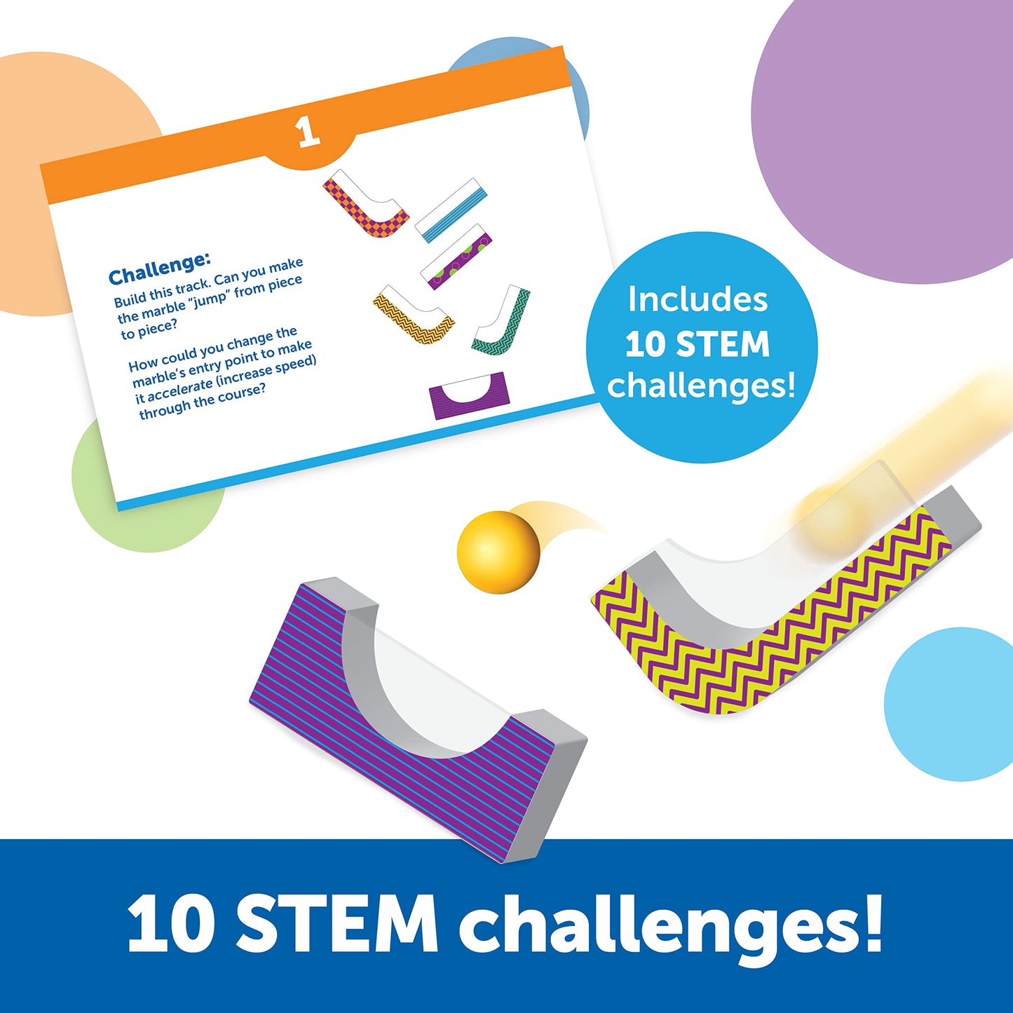 Learning Resources STEM Explorers Marble Runners 18pcs – STEM Brain Teaser Toy & Activity Set for Kids Ages 5+, Kindergarten Games