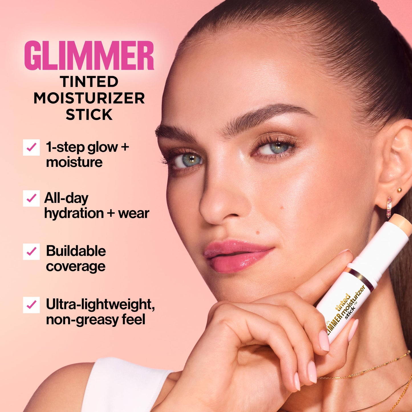 Revlon Glimmer Tinted Moisturizer Stick for Face, Lightweight Foundation, Hydrating Skincare-Infused Makeup, 110, 0.31 oz
