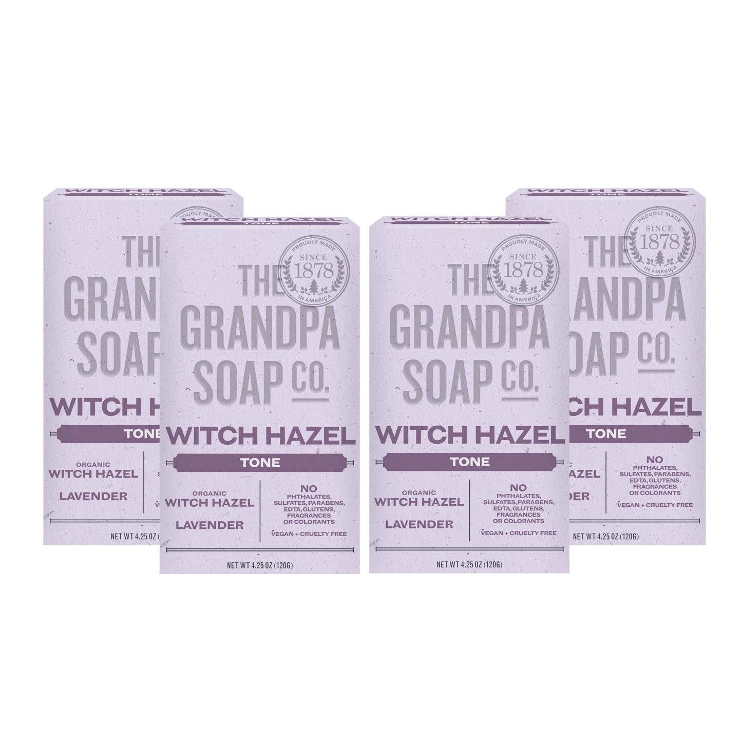 The Grandpa Soap Company Witch Hazel Bar Soap - Gently Tones Skin, With Witch Hazel and Lavender, Provides a Relaxing Effect, Vegan, For Face