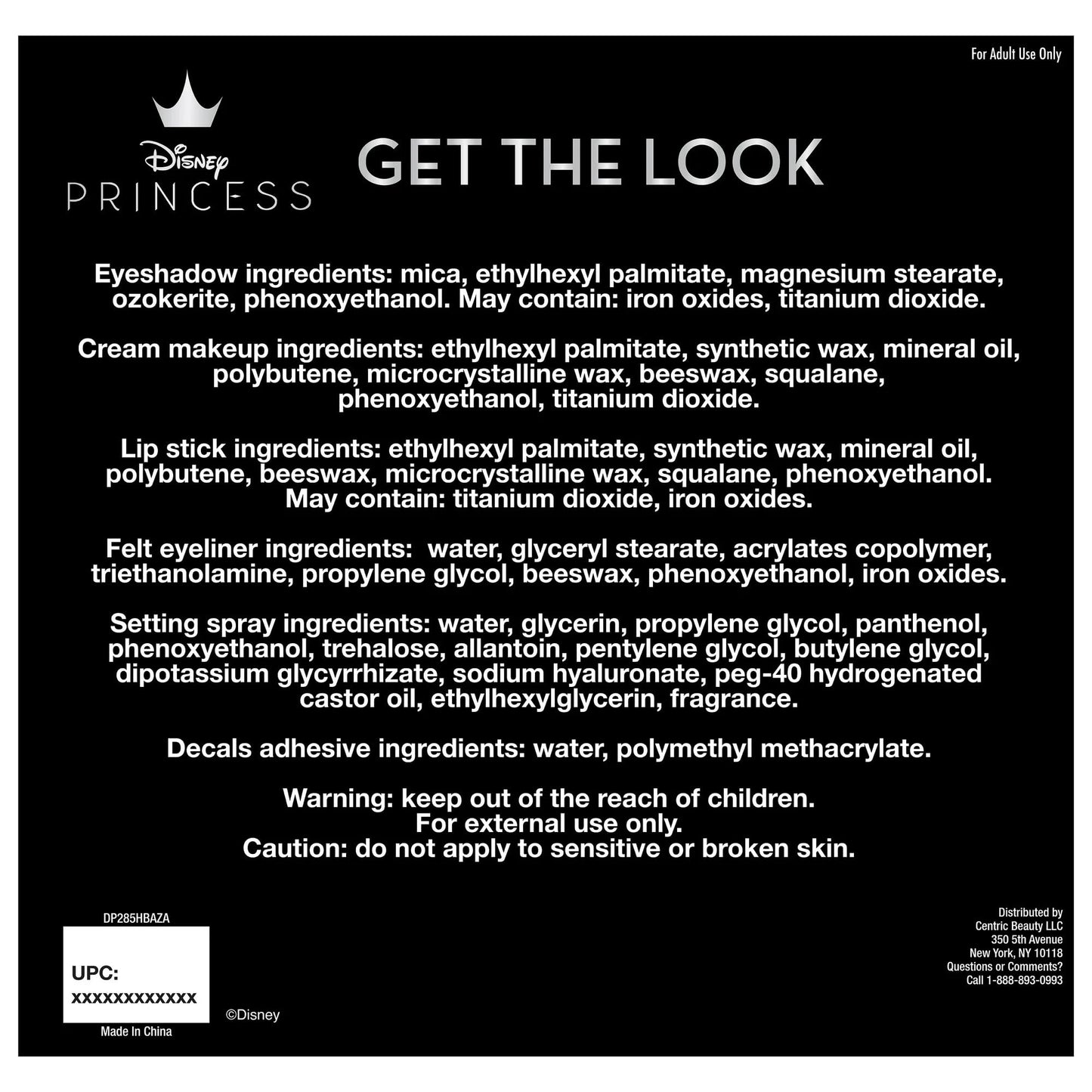 Disney Get The Look Cosmetic Kit Cosplay Halloween Costume Makeup Choose Cruella, Ariel. Jack Skellington (Ariel)
