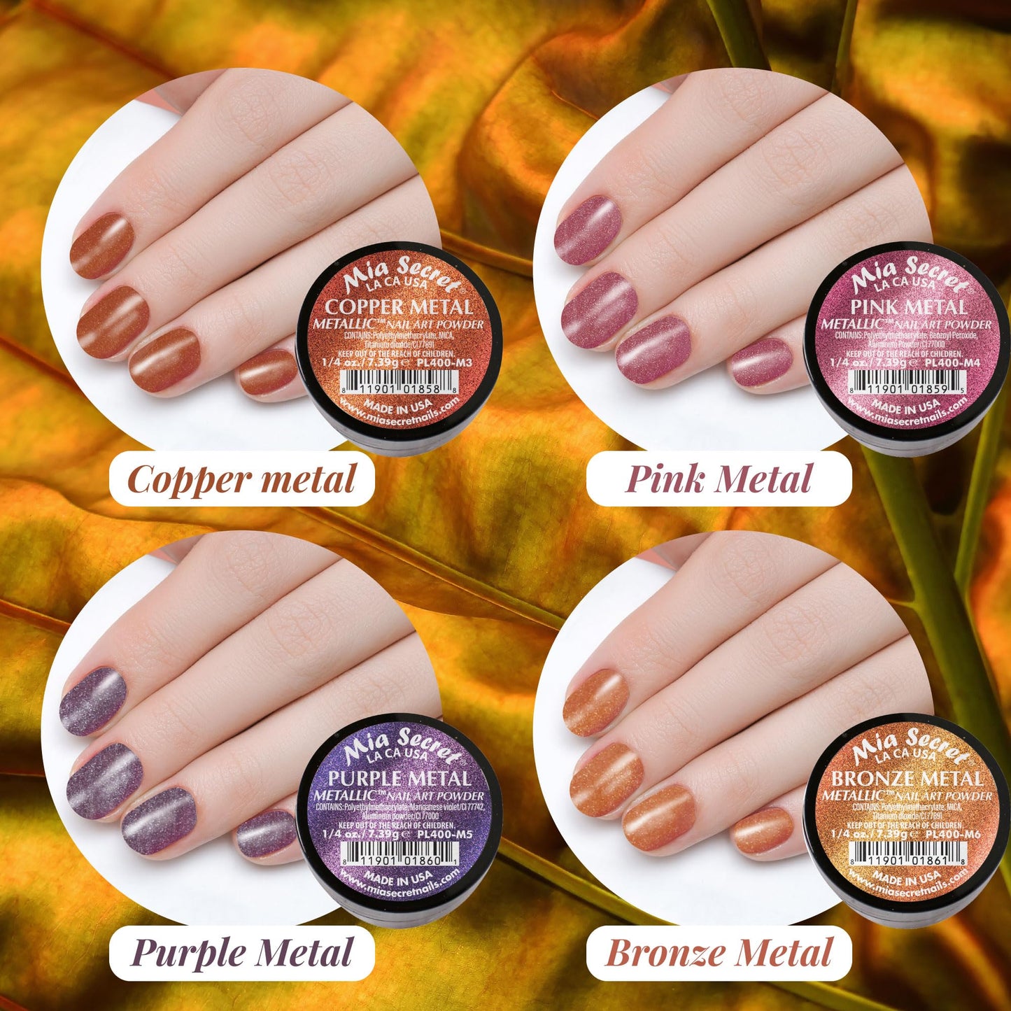 Mia Secret -Metallic Nail Acrylic Powder set of 6 Beauty & Personal Care Mia Secret