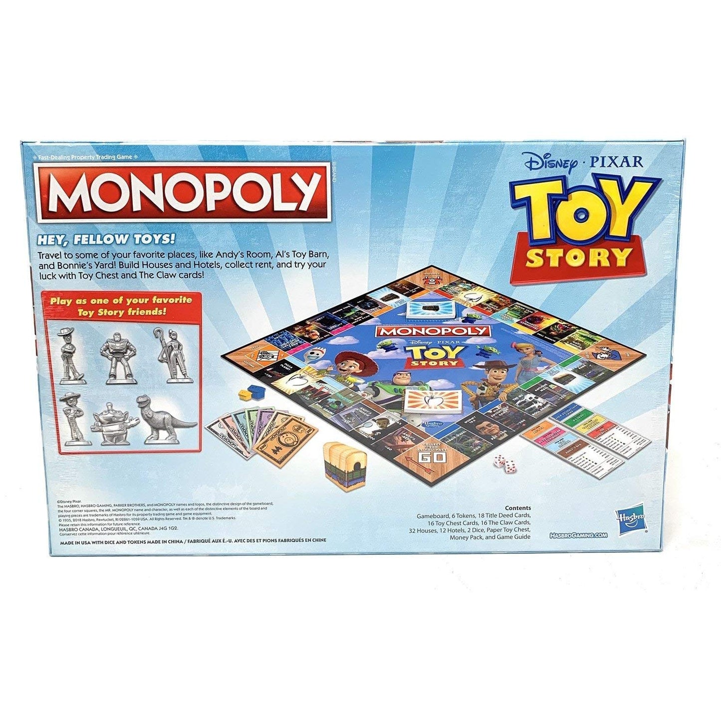 Monopoly Toy Story Board Game Family and Kids Ages 8+, Brown/A