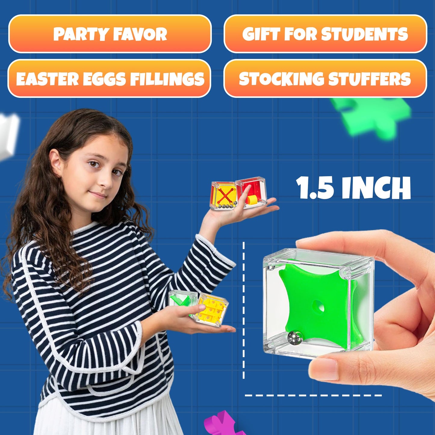 Bedwina Mini Cube Puzzle Box Set – 24-Pack 1.5" 3D Brain Teaser Maze Balls, Balance IQ Party Favor Games for Kids, Teens & Adults